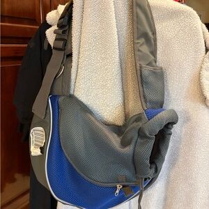 Pet Carrier Gray and Blue Men's Sling Bag